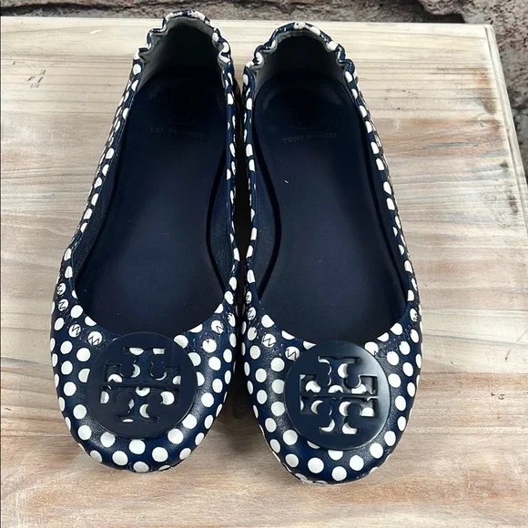 Tory Burch Navy Polka Dot Women's Flats size 7 S54 - Picture 1 of 5